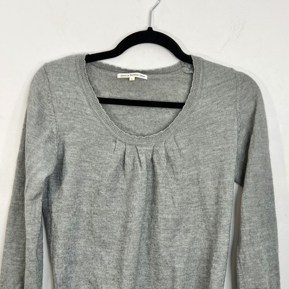 Vintage 90s Y2K wool blend minimalist grey round neck sweater L - Picture 5 of 11